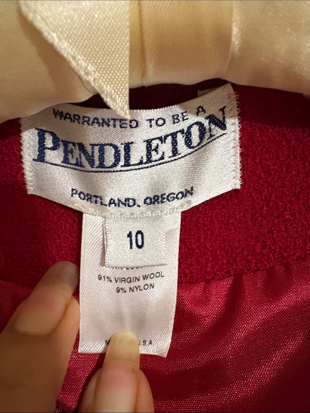 Pendleton Red Wool Blend Boxy Blazer with Decorative Brooch - Picture 2 of 9